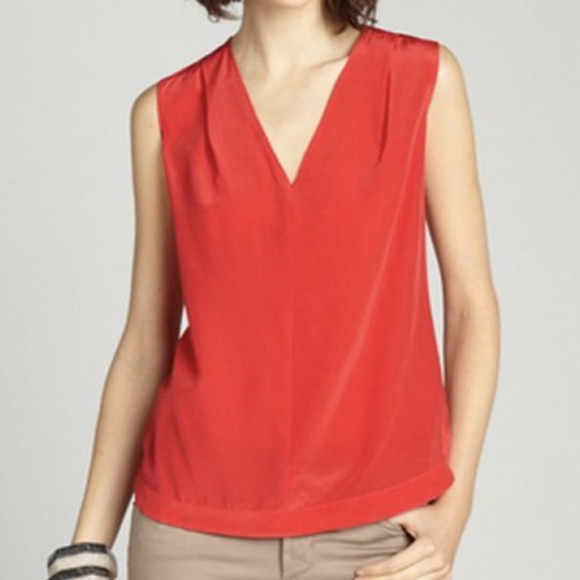 Rachel Roy Red 100% Silk Sleeveless V-Neck Blouse Top • Size XS 🔴 - Picture 1 of 4